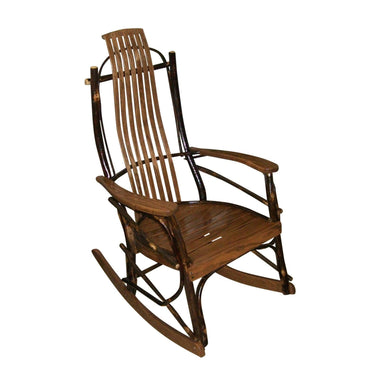 A&L Furniture Amish Bentwood 7-Slat Hickory Rocking Chair Walnut Stain