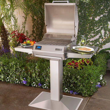 FireMagic Electric Post Mount Grill with Pedestal lifestyle