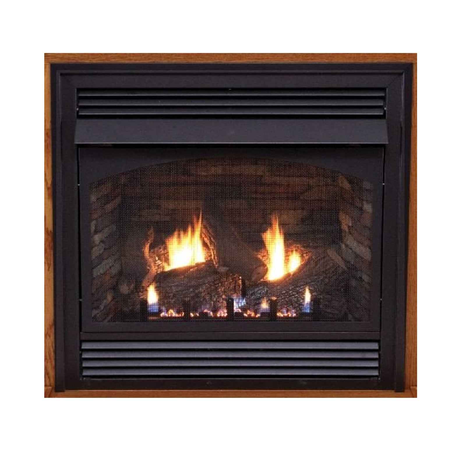 Empire Vent-Free Premium Fireplace 36-inch, Intermittent Pilot with Blower, 36,000 Btu, LP, with logs and Stacked Limestone Liner