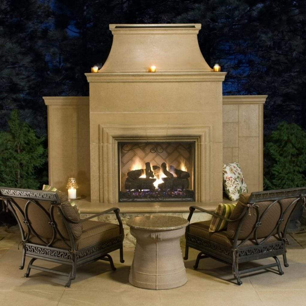 American Fyre Designs Grand Cordova Vent Free Gas Fireplace with Rectangle Extended Bullnose Hearth