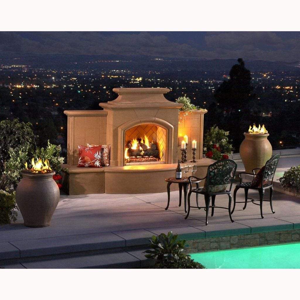 American Fyre Designs Grand Mariposa Vent Free Gas Fireplace with Extended Bullnose Hearth