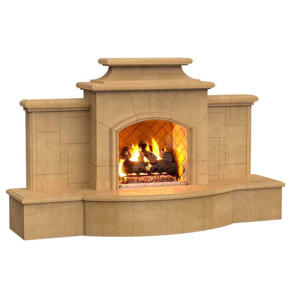 American Fyre Designs Grand Mariposa Vented Gas Fireplace with Extended Bullnose Hearth