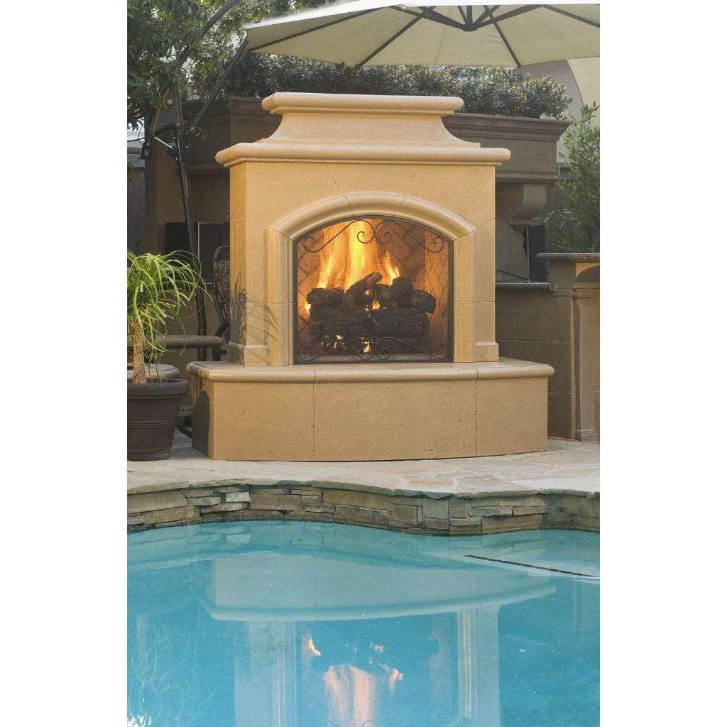 American Fyre Designs Mariposa Fireplace with Corner Square Edge Hearth