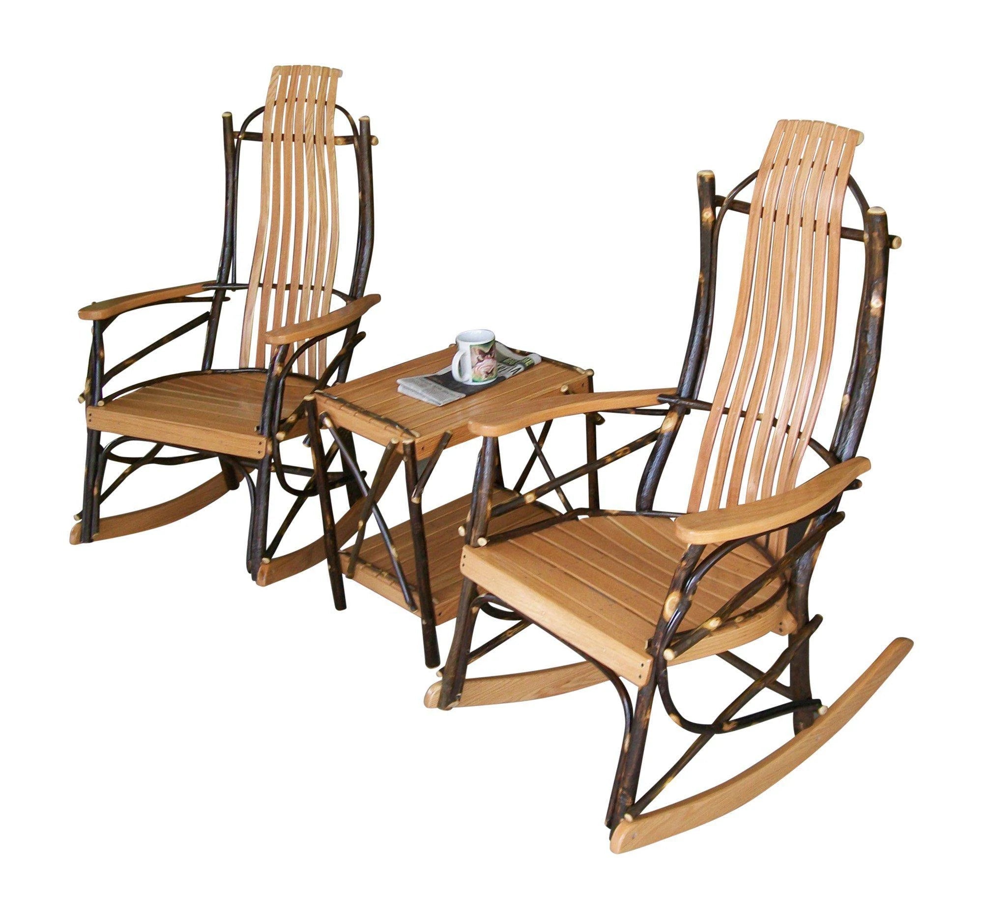 A&L Furniture Amish Bentwood 7-Slat Hickory Rocking Chair with matching side table