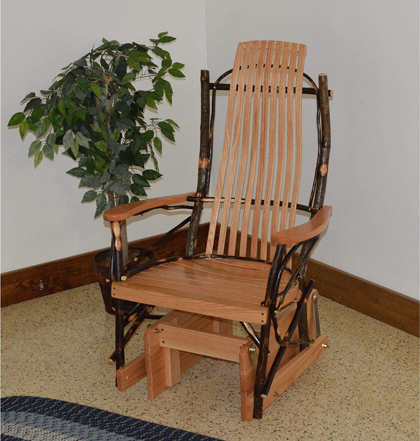 A&L Furniture Amish Bentwood Hickory Glider Rocker Chair lifestyle