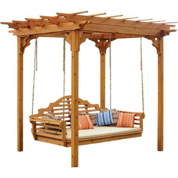 A&L Furniture Cedar Pergola Swing Bed Stand