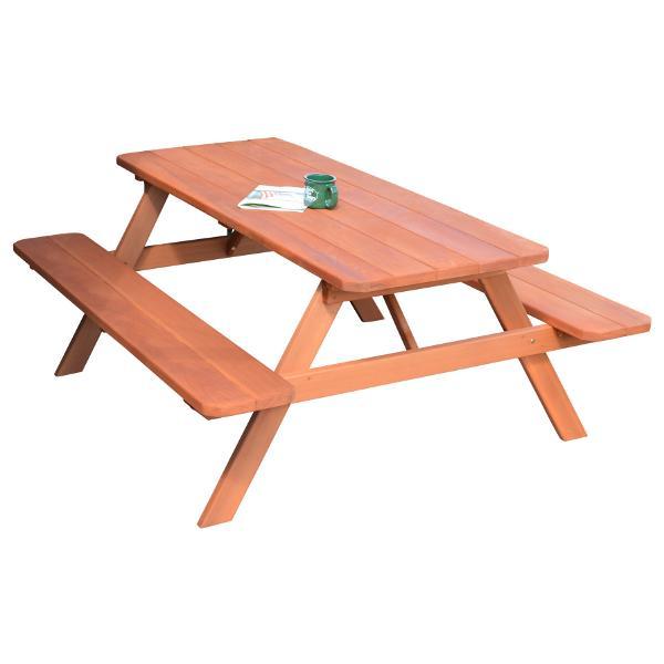 A&L Furniture Western Red Cedar Picnic Table with Attached Benches