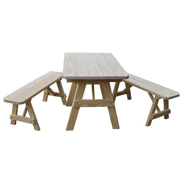 A&L Furniture Yellow Pine Traditional Picnic Table with 2 Benches – Size 6ft and 8ft