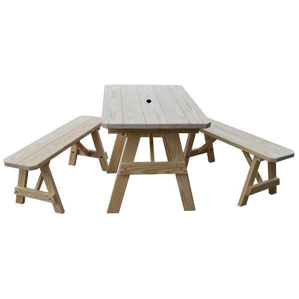 A&L Furniture Yellow Pine Traditional Picnic Table with 2 Benches – Size 6ft and 8ft