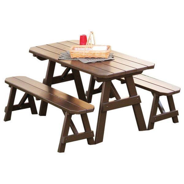 A&L Furniture Yellow Pine Traditional Picnic Table with 2 Benches – Size 6ft and 8ft