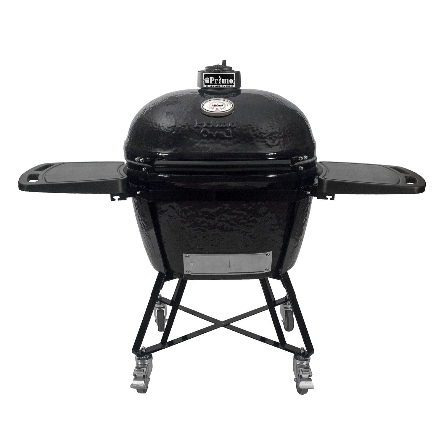 Primo Oval X-Large 400 Ceramic Kamado Grill with Cradle & Side Shelves