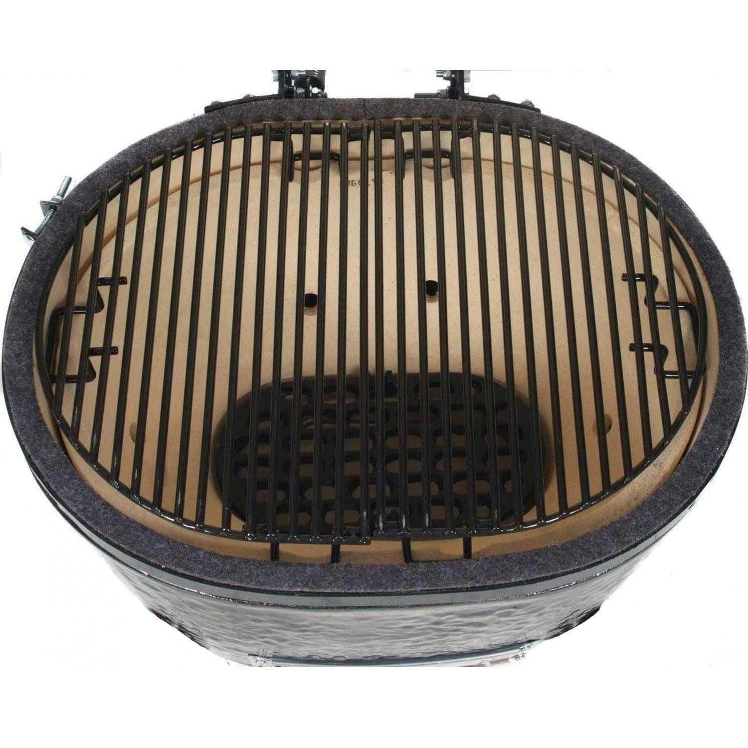 Primo Oval Large 300 Ceramic Kamado Grill With Cypress Countertop Table