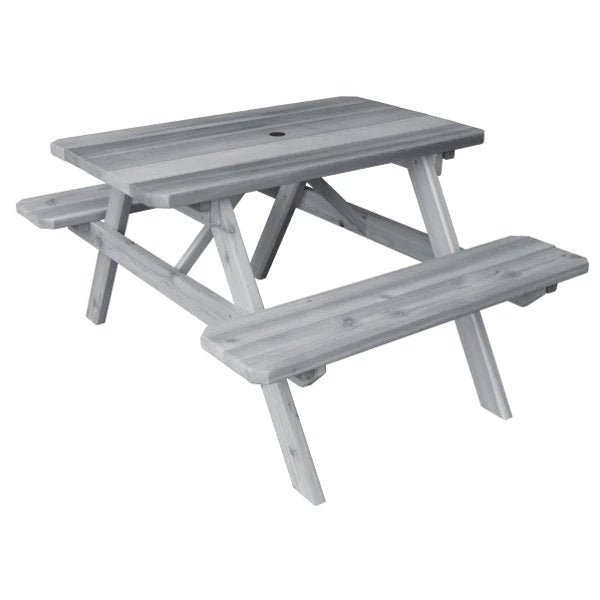 A&L Furniture Western Red Cedar Picnic Table with Attached Benches