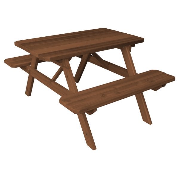 A&L Furniture Western Red Cedar Picnic Table with Attached Benches