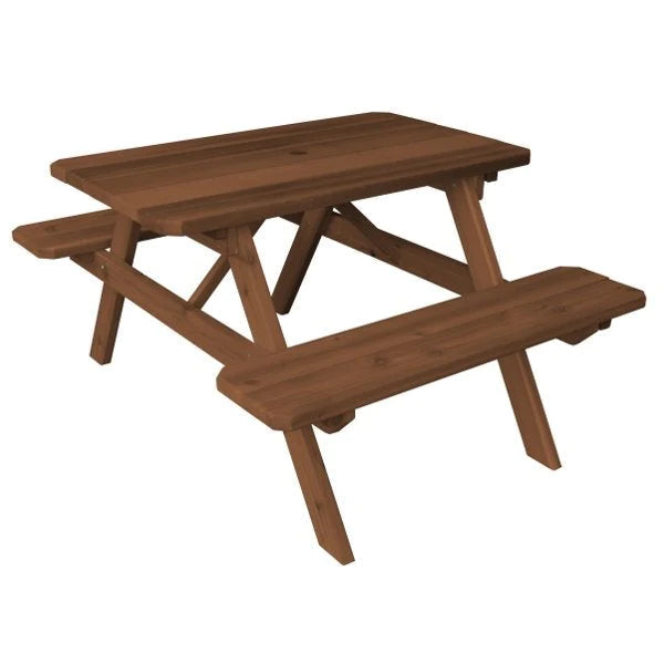 A&L Furniture Western Red Cedar Picnic Table with Attached Benches