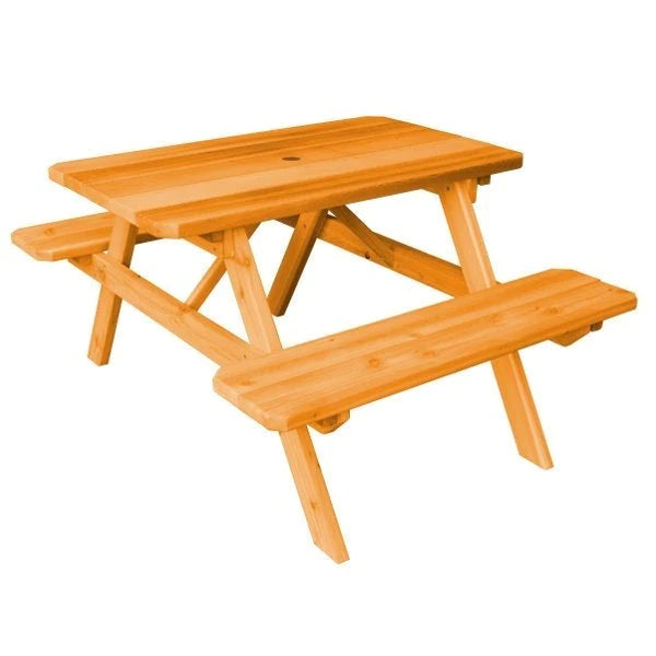 A&L Furniture Western Red Cedar Picnic Table with Attached Benches