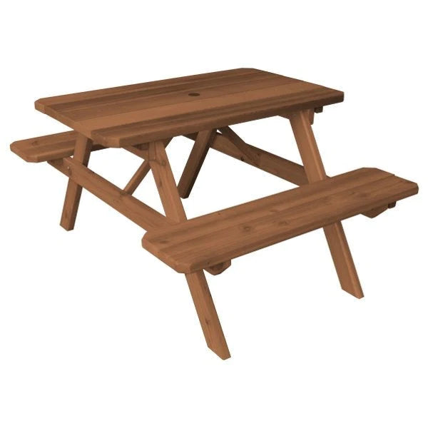 A&L Furniture Western Red Cedar Picnic Table with Attached Benches