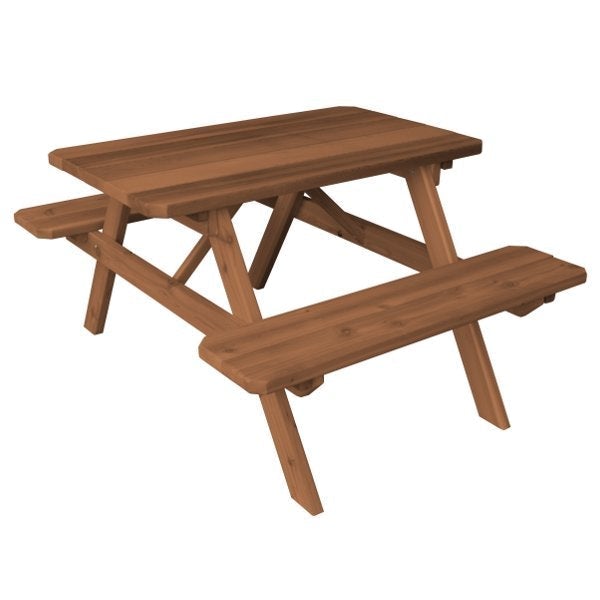 A&L Furniture Western Red Cedar Picnic Table with Attached Benches