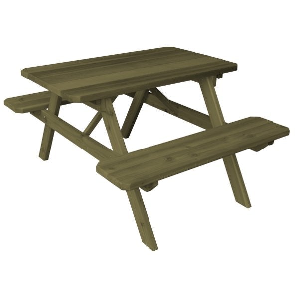 A&L Furniture Western Red Cedar Picnic Table with Attached Benches