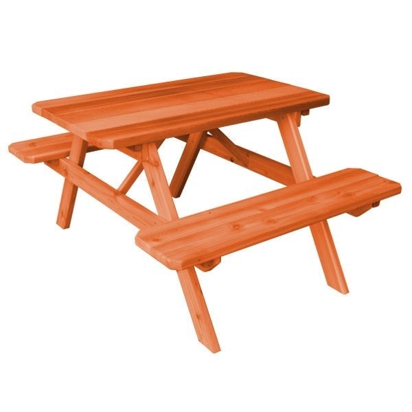 A&L Furniture Western Red Cedar Picnic Table with Attached Benches