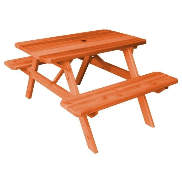 A&L Furniture Western Red Cedar Picnic Table with Attached Benches