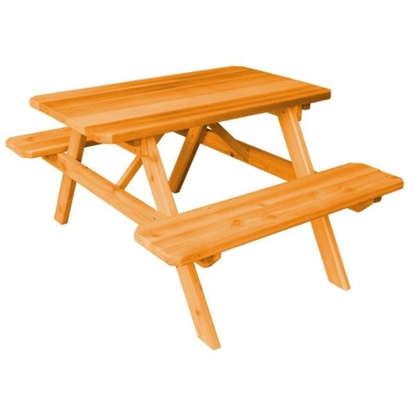 A&L Furniture Western Red Cedar Picnic Table with Attached Benches