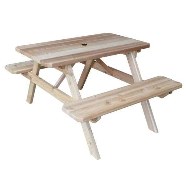 A&L Furniture Western Red Cedar Picnic Table with Attached Benches